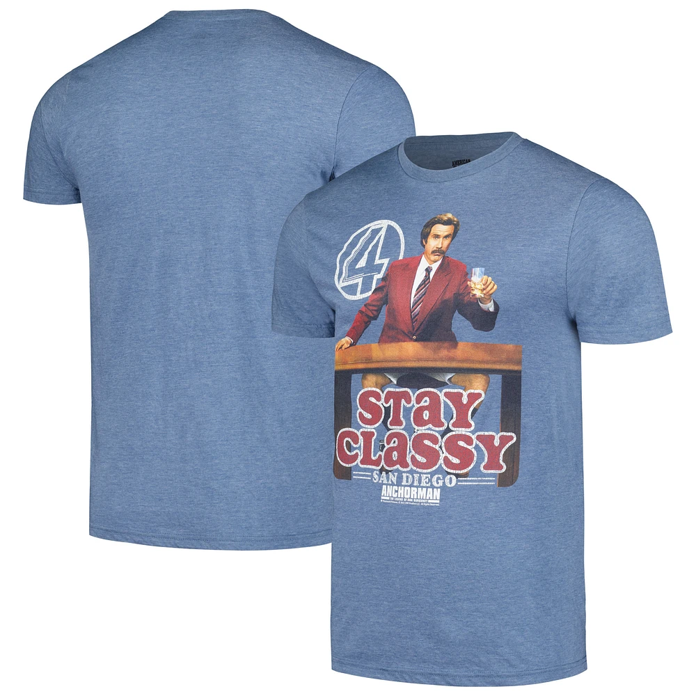 Unisex Heather Blue Anchorman Stay Classy Graphic T-Shirt