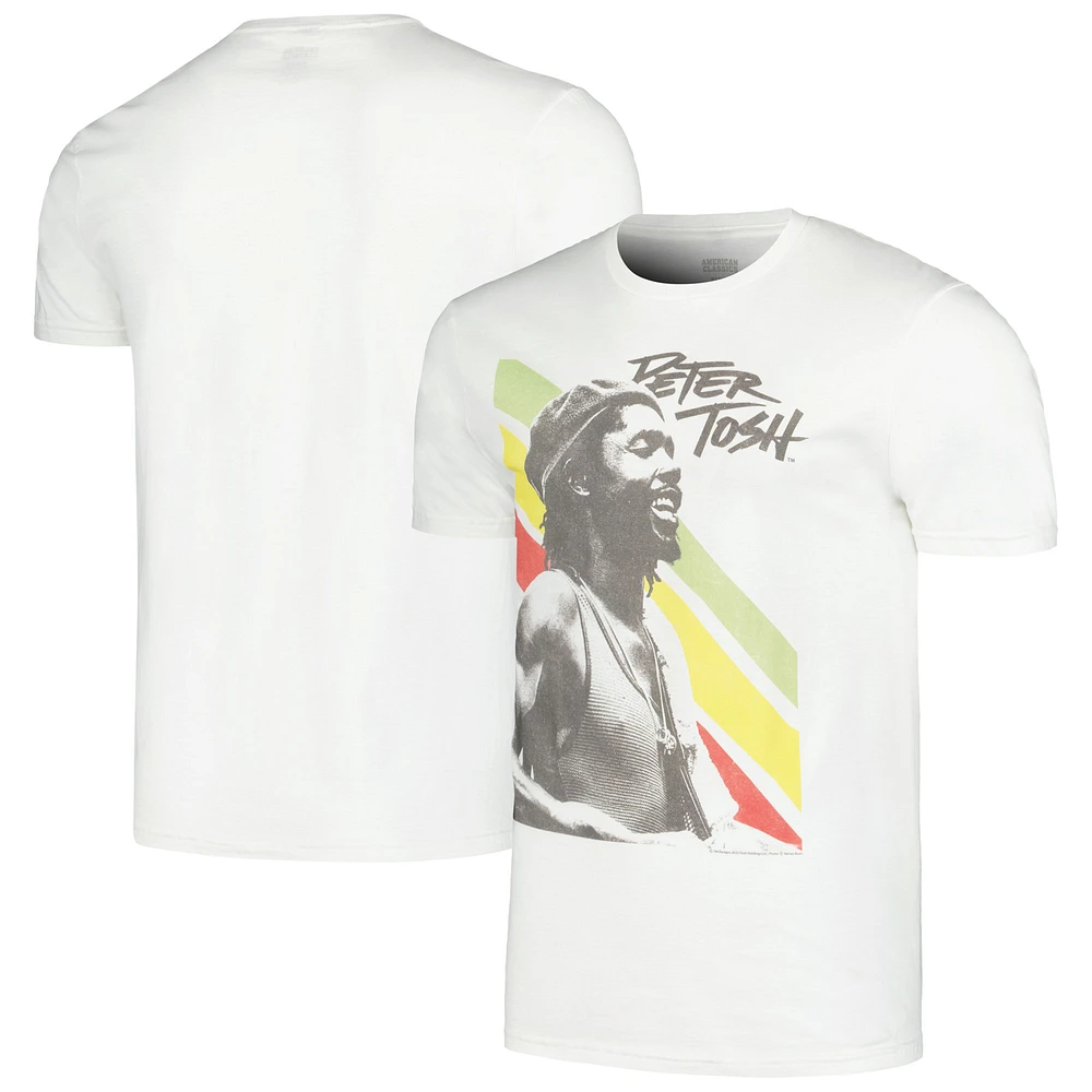 Unisex White Peter Tosh Rasta Stripes Graphic T-Shirt