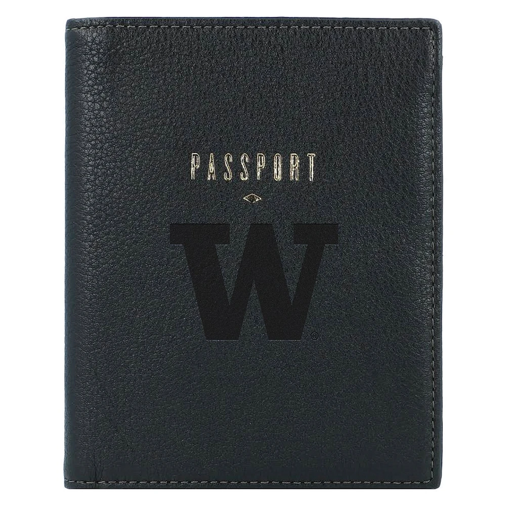 Fossil Black Washington Huskies Travel RFID Passport Case