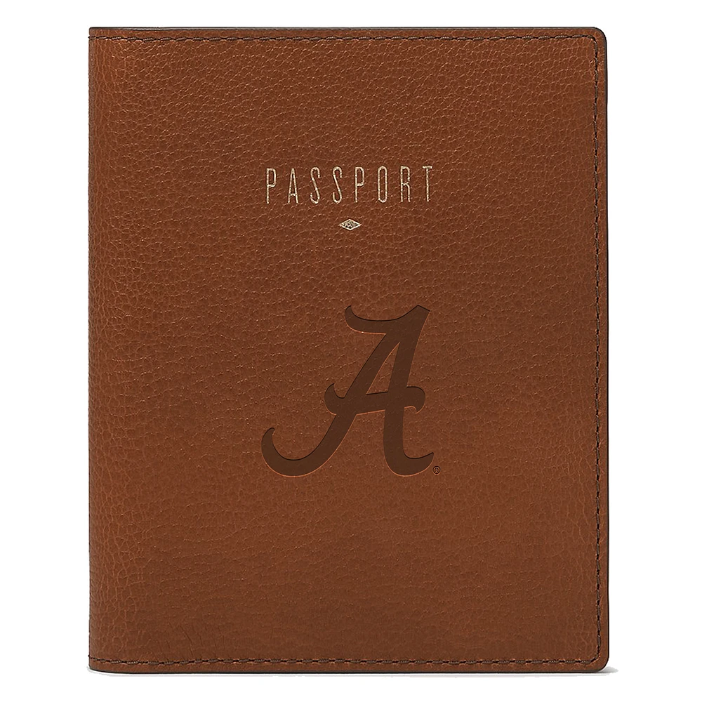 Fossil Brown Alabama Crimson Tide Travel RFID Passport Case