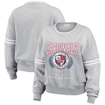 Women's WEAR by Erin Andrews Heather Gray St. Louis Cardinals Domestic Crest Pullover Sweatshirt