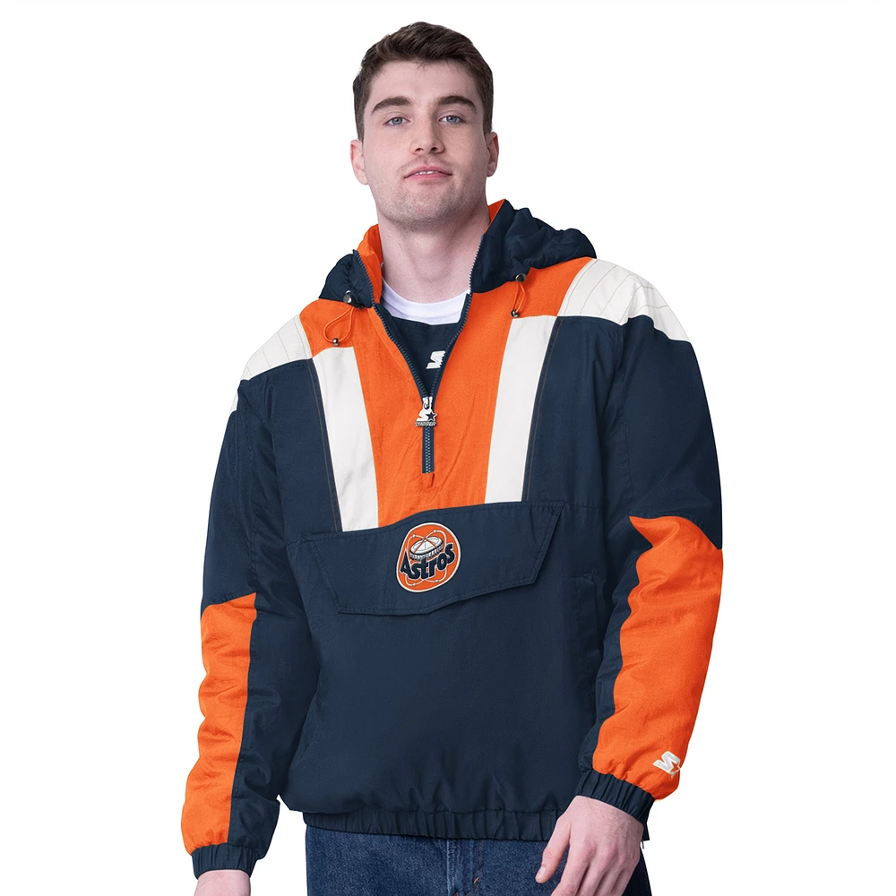 Men's Starter Navy Houston Astros Cooperstown Collection Charger Half-Zip Jacket