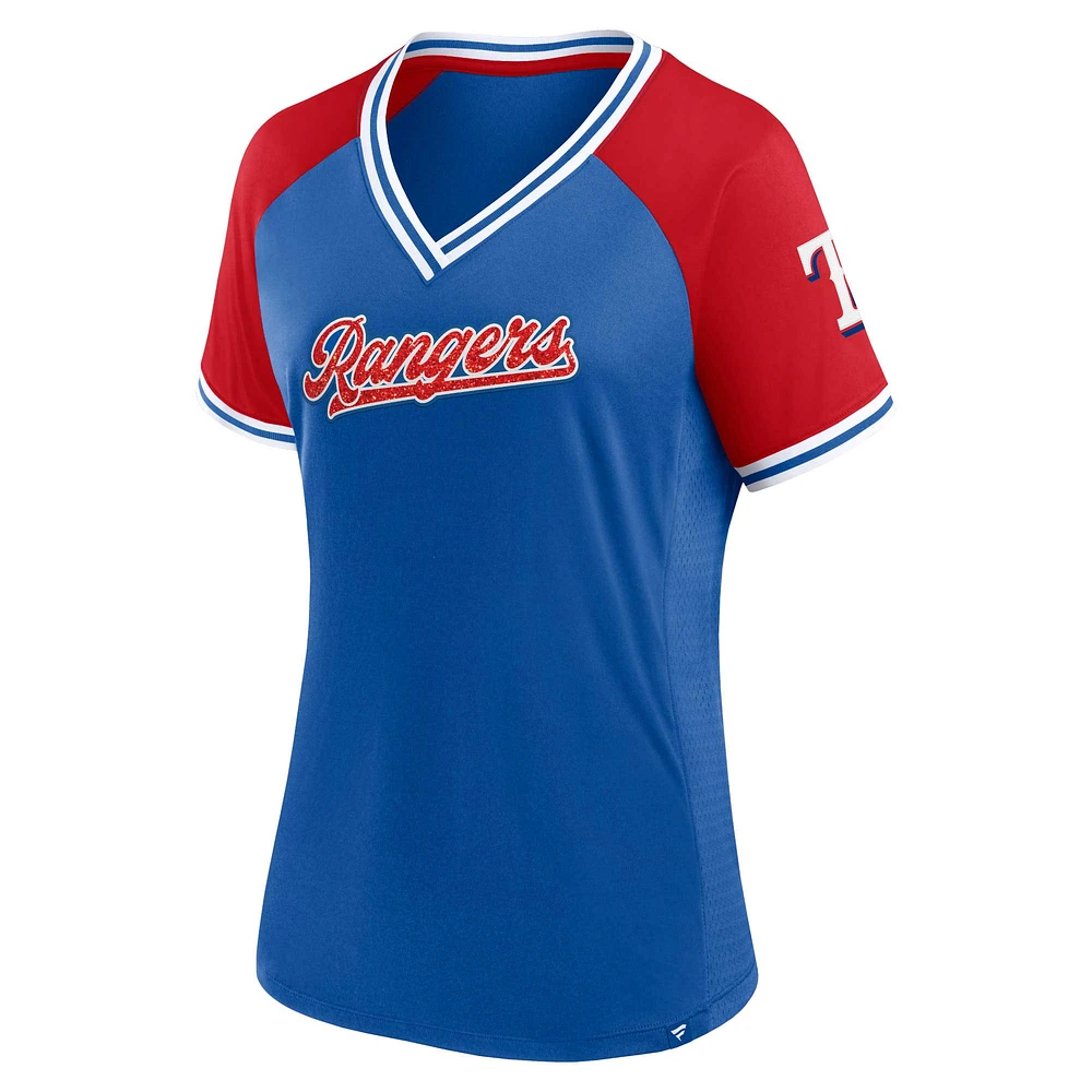 Women's Profile Royal Texas Rangers Plus Size Crossover V-Neck T-Shirt