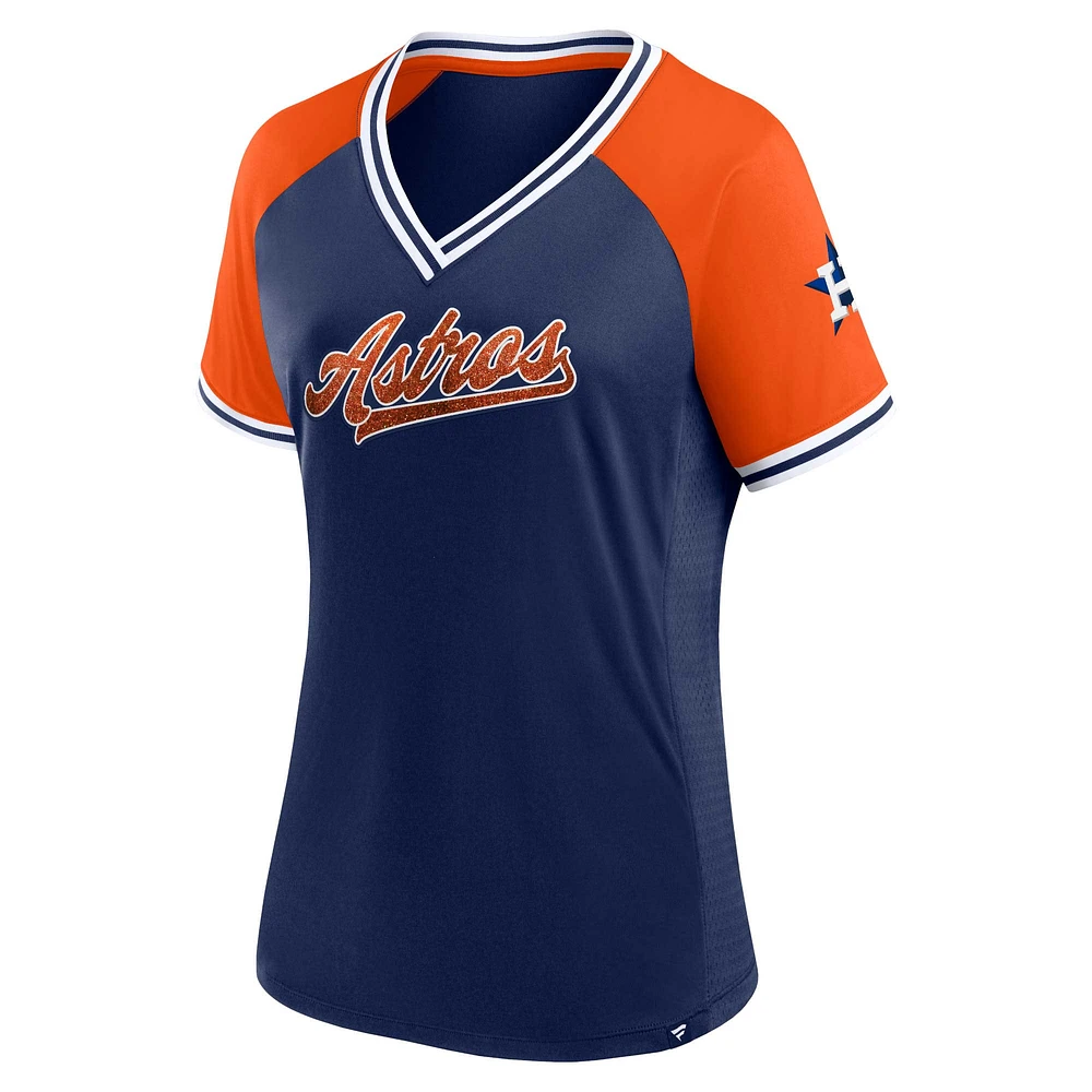 Women's Profile Navy Houston Astros Plus Size Crossover V-Neck T-Shirt