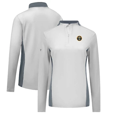 Women's Levelwear White Denver Nuggets Moxie Insignia Core Quarter-Zip Pullover Top