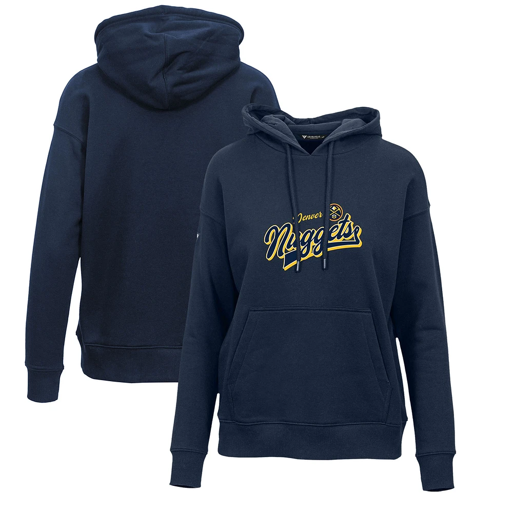 Women's Levelwear Navy Denver Nuggets Adorn Retro Pullover Hoodie