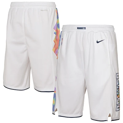 Youth Nike White Denver Nuggets 2024/25 City Edition Swingman Performance Shorts