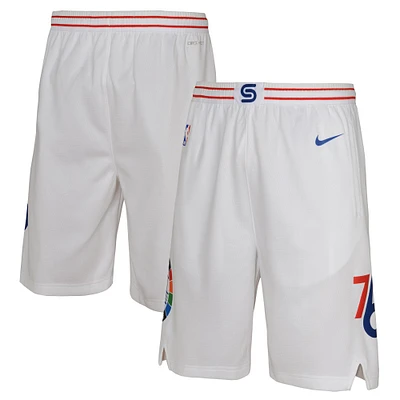Youth Nike White Philadelphia 76ers 2024/25 City Edition Swingman Performance Shorts
