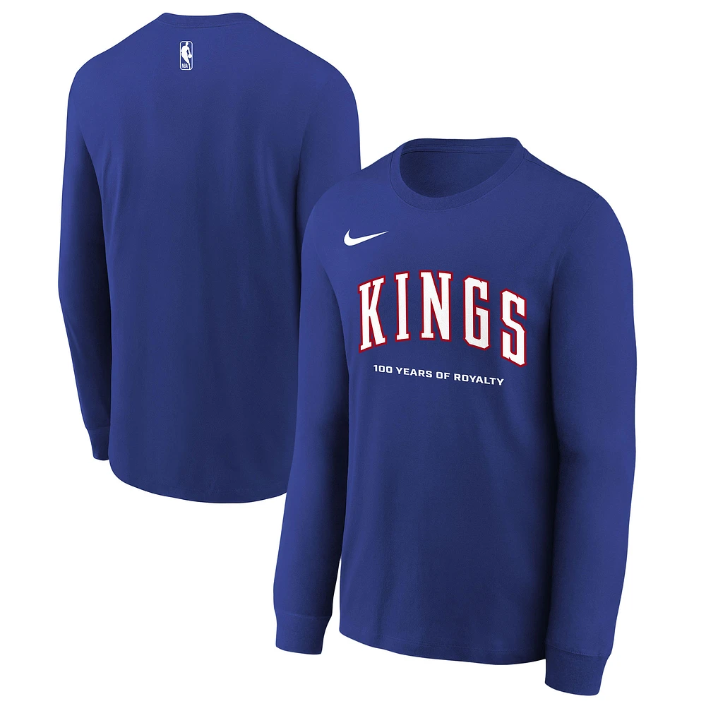 Youth Nike Blue Sacramento Kings 2024/25 City Edition Wordmark Performance Long Sleeve T-Shirt