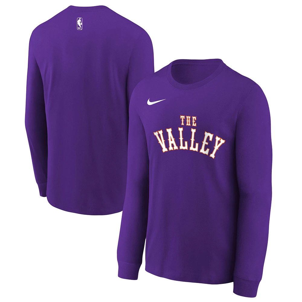 Youth Nike Purple Phoenix Suns 2024/25 City Edition Wordmark Performance Long Sleeve T-Shirt