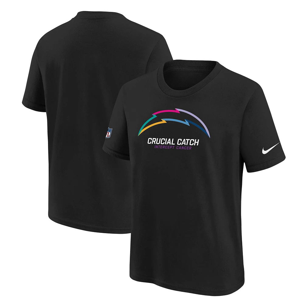 Youth Nike Black Los Angeles Chargers 2024 NFL Crucial Catch T-Shirt