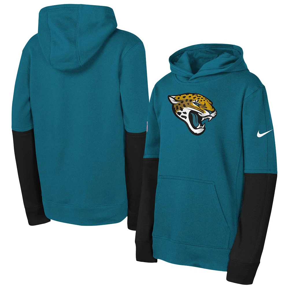 Youth Nike Teal Jacksonville Jaguars Club Pullover Hoodie