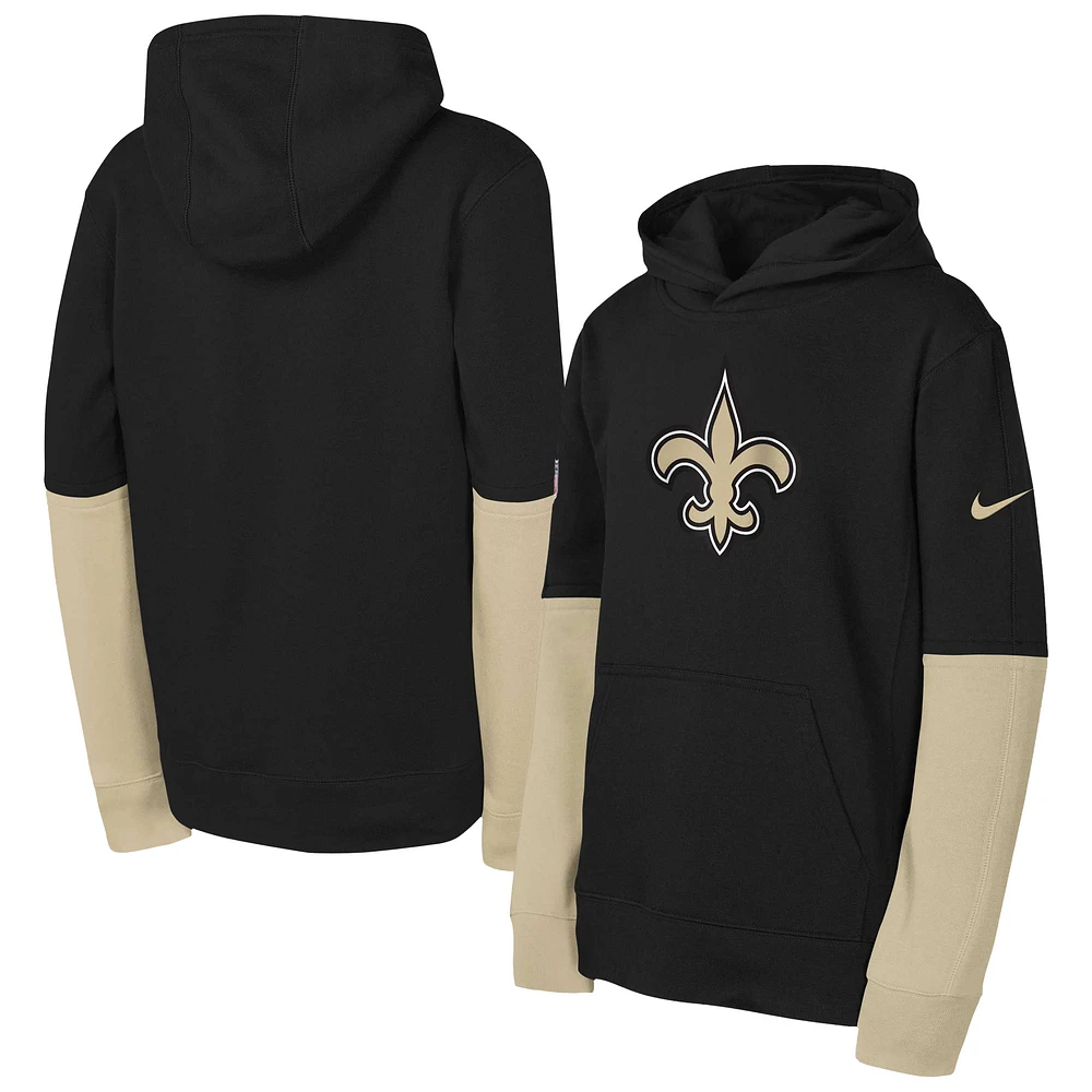 Youth Nike Black New Orleans Saints Club Pullover Hoodie