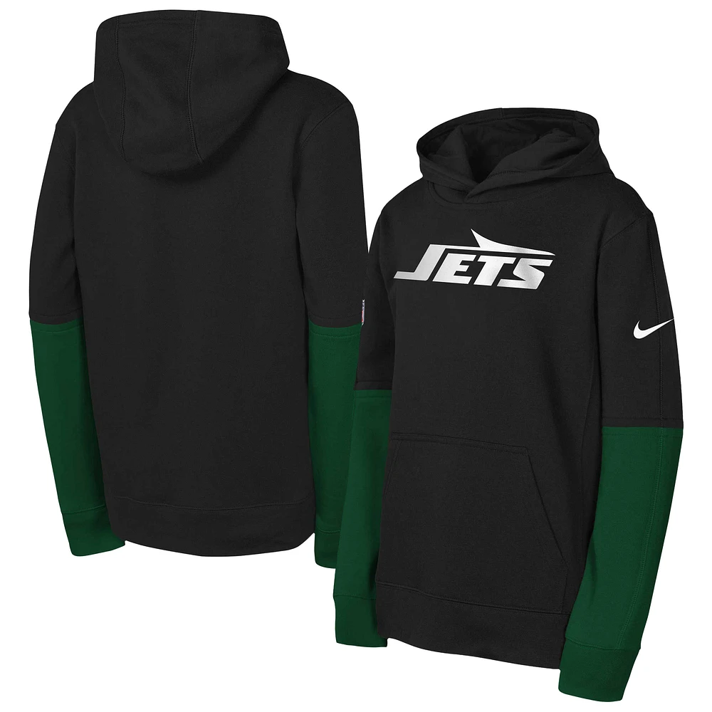 Youth Nike Black New York Jets Club Pullover Hoodie