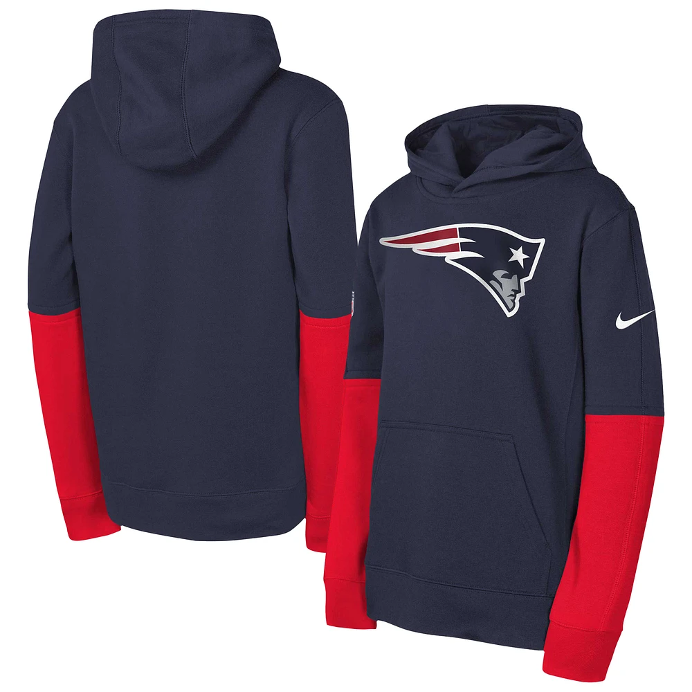 Youth Nike Navy New England Patriots Club Pullover Hoodie