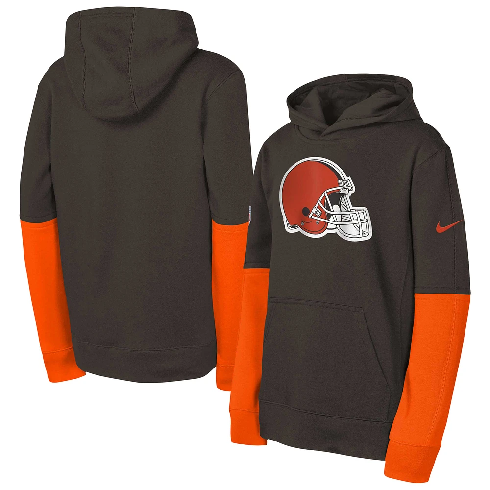 Youth Nike Brown Cleveland Browns Club Pullover Hoodie