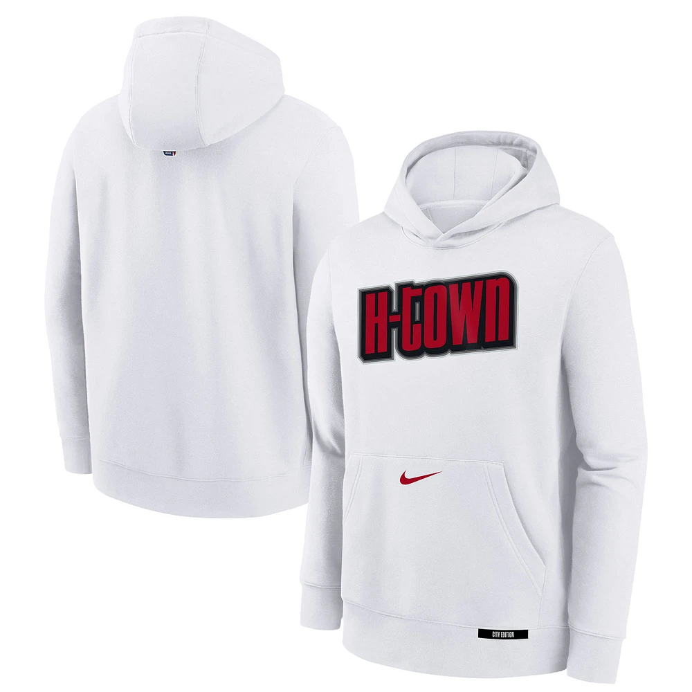 Youth Nike White Houston Rockets 2024/25 City Edition Club Fleece Pullover Hoodie