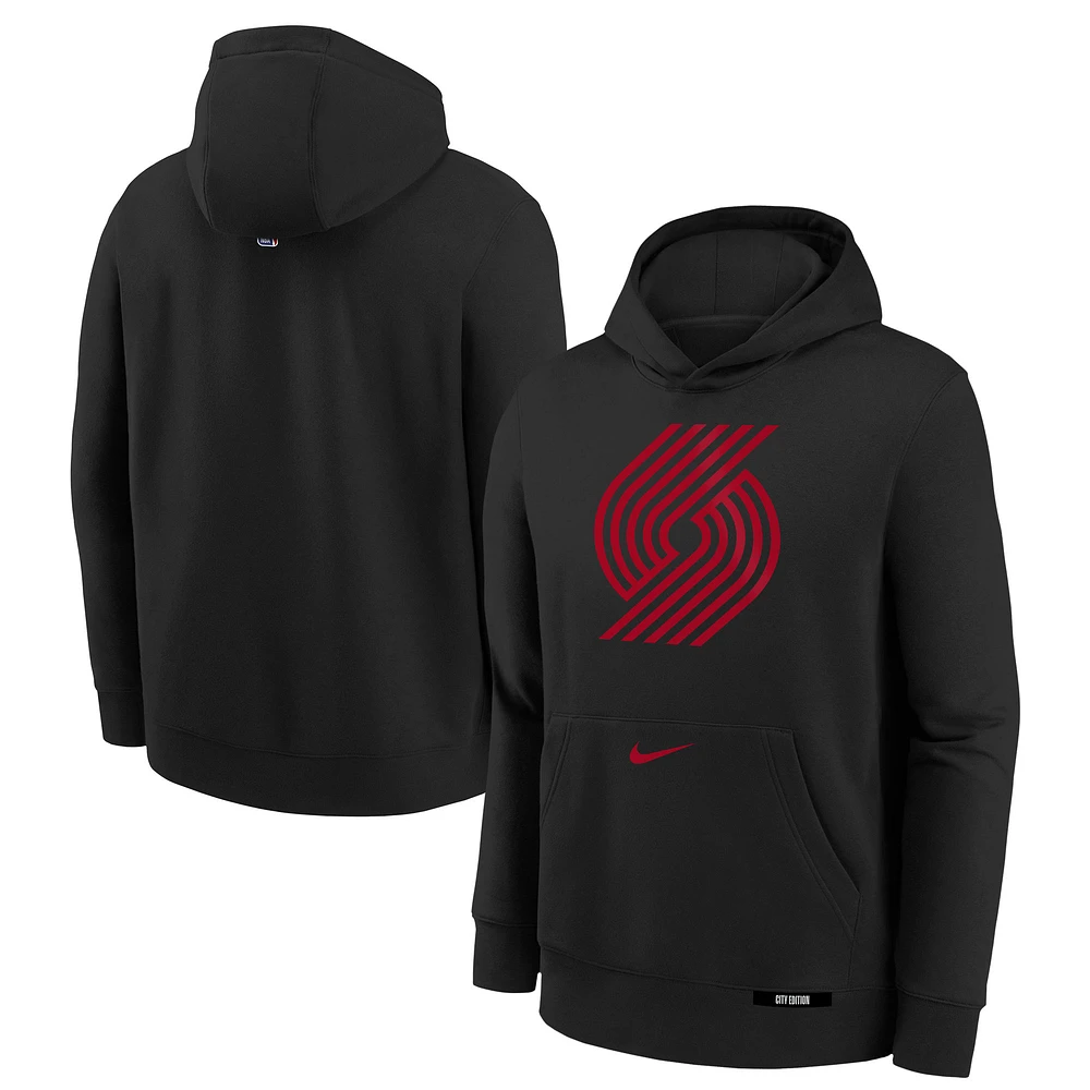 Youth Nike Black Portland Trail Blazers 2024/25 City Edition Club Fleece Pullover Hoodie