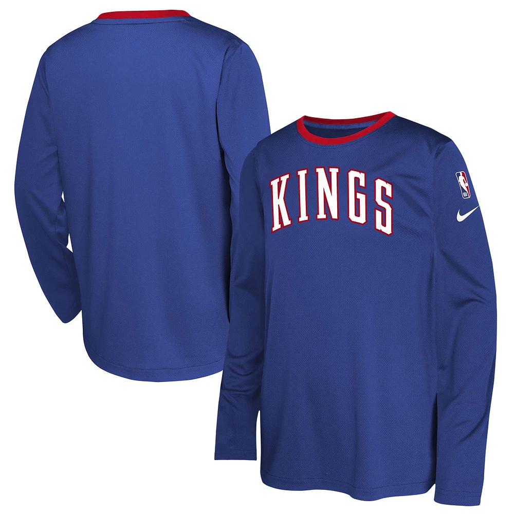 Youth Nike Blue Sacramento Kings 2024/25 City Edition Pregame Performance Long Sleeve Shooting T-Shirt