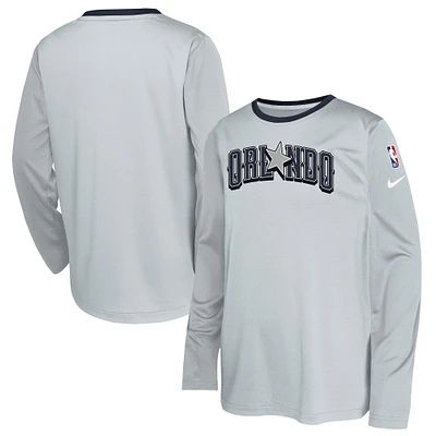 Youth Nike Gray Orlando Magic 2024/25 City Edition Pregame Performance Long Sleeve Shooting T-Shirt