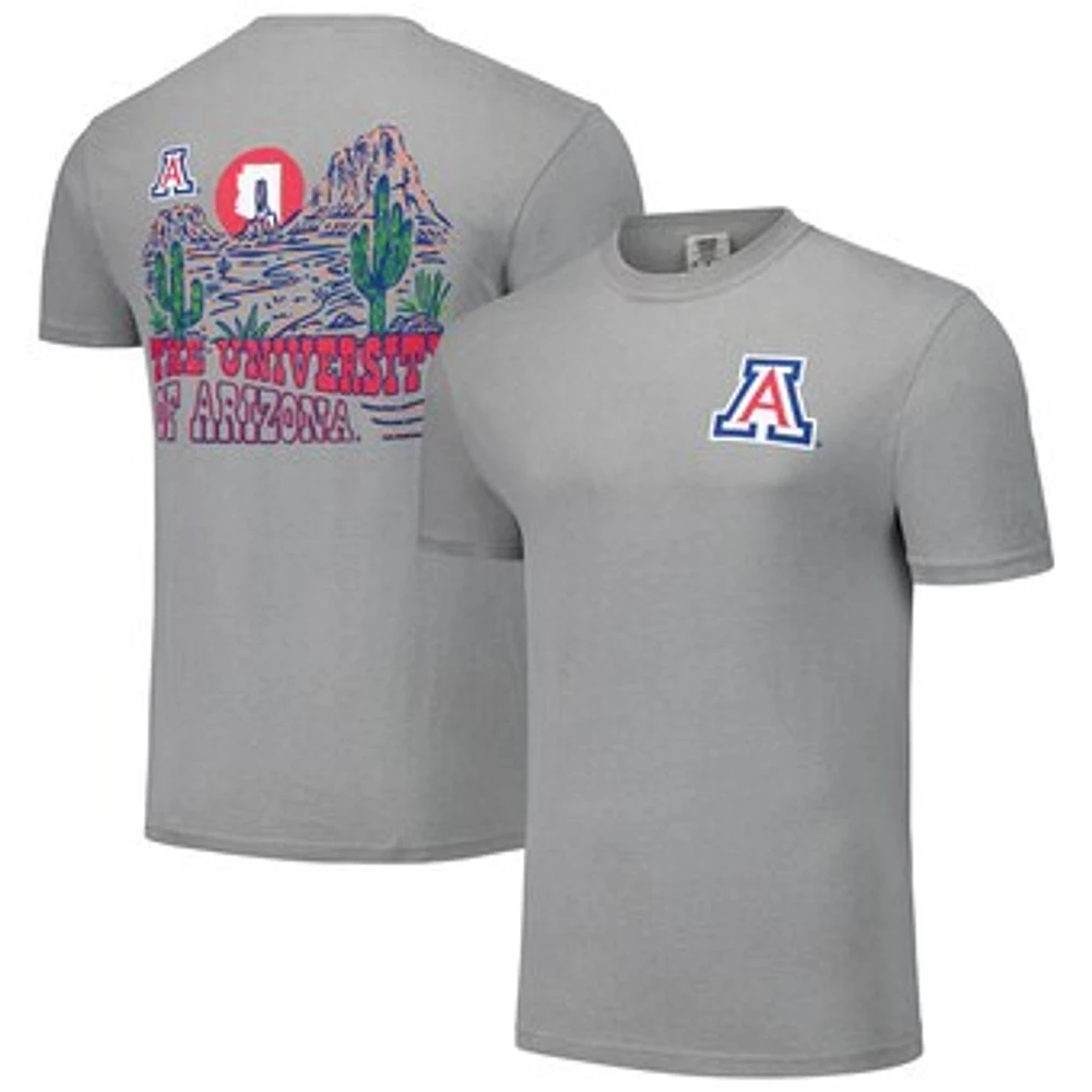 Unisex Gray Arizona Wildcats Hyper Local Cactus Sketch Scene T-Shirt