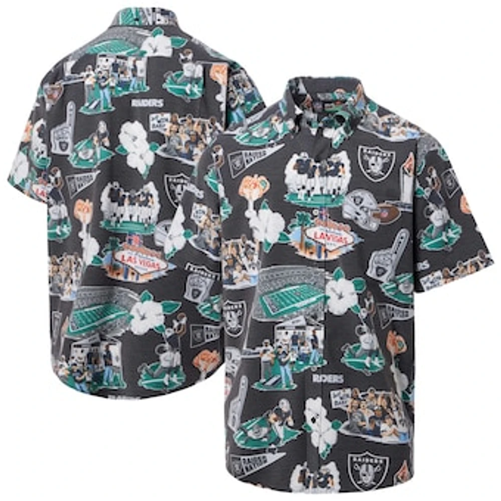 Men's Reyn Spooner Black Las Vegas Raiders Scenic Button-Down Shirt