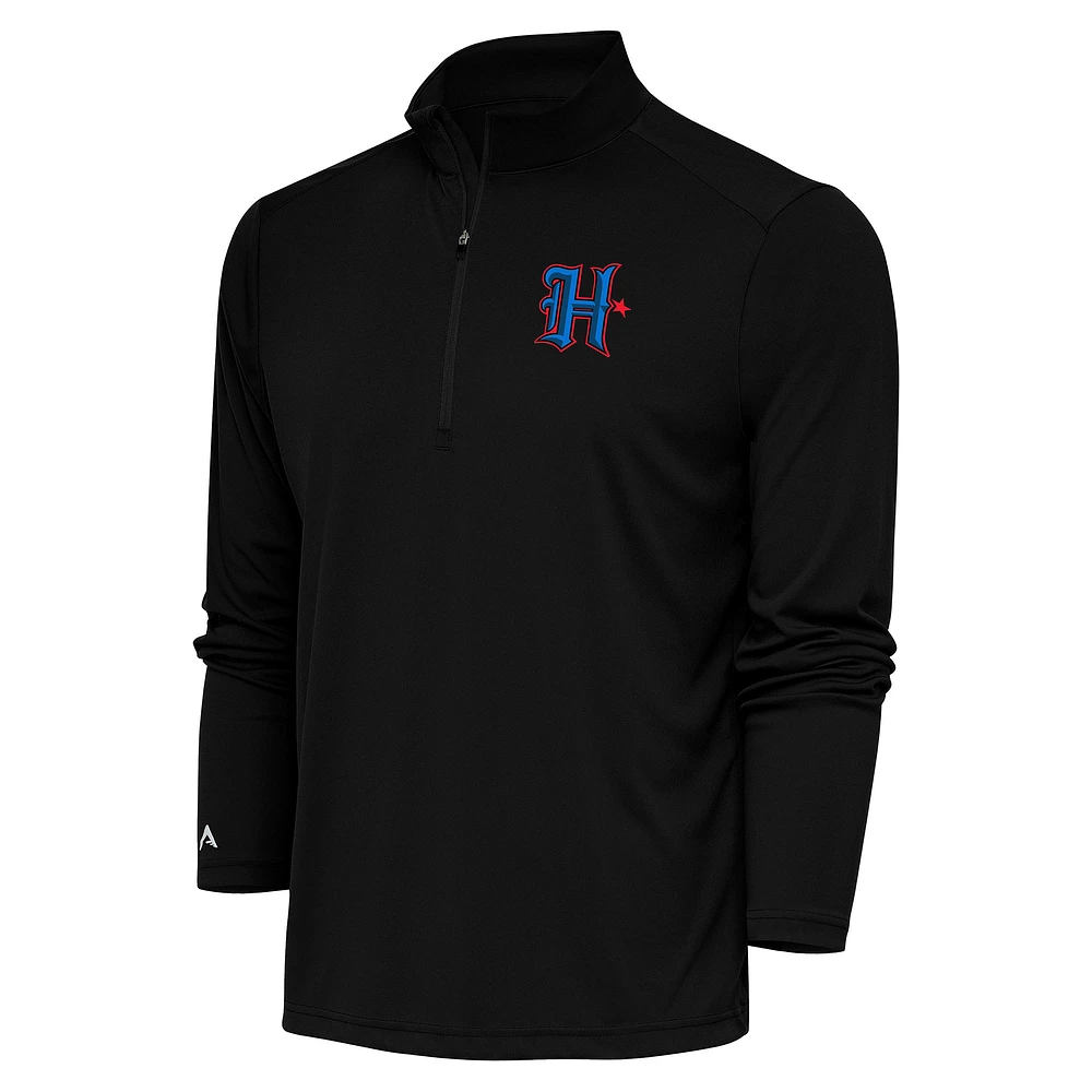 Men's Antigua Black Houston Texans Tribute Quarter-Zip Pullover Top