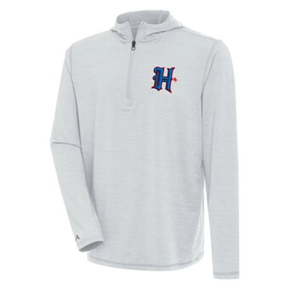 Men's Antigua Heather Gray Houston Texans Tidy Quarter-Zip Pullover Top