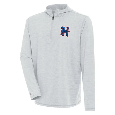 Men's Antigua Heather Gray Houston Texans Tidy Quarter-Zip Pullover Top
