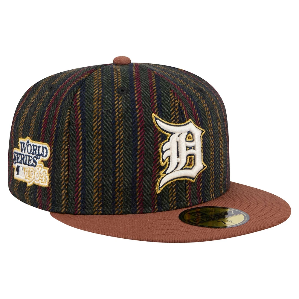 Men's New Era Brown Detroit Tigers Vintage Herringbone 59FIFTY Fitted Hat