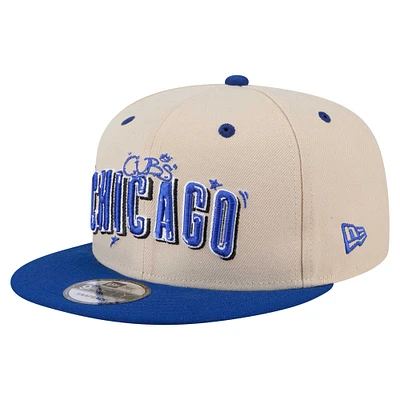 Men's New Era Cream/Royal Chicago Cubs Team Art 9FIFTY Snapback Hat