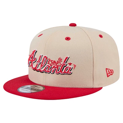Men's New Era Cream/Red Atlanta Braves Team Art 9FIFTY Snapback Hat