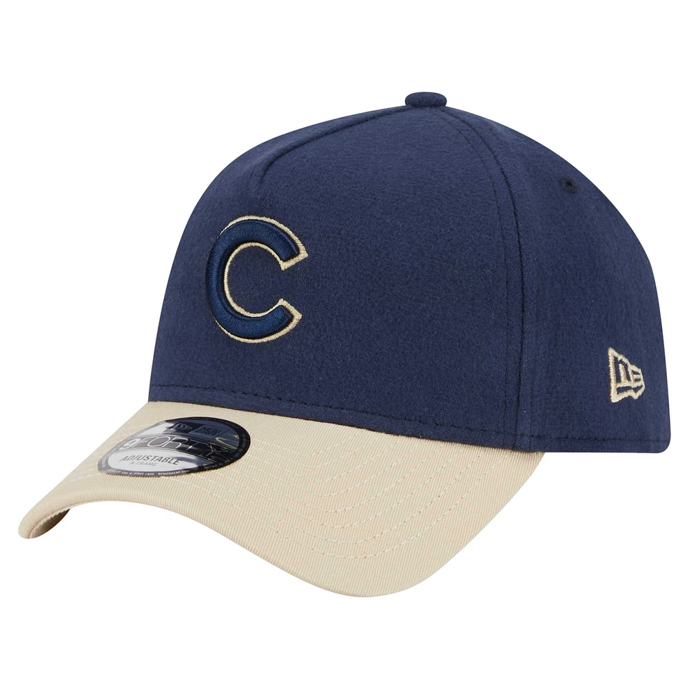 Men's New Era Navy Chicago Cubs Moleskin A-Frame 9FORTY Adjustable Hat