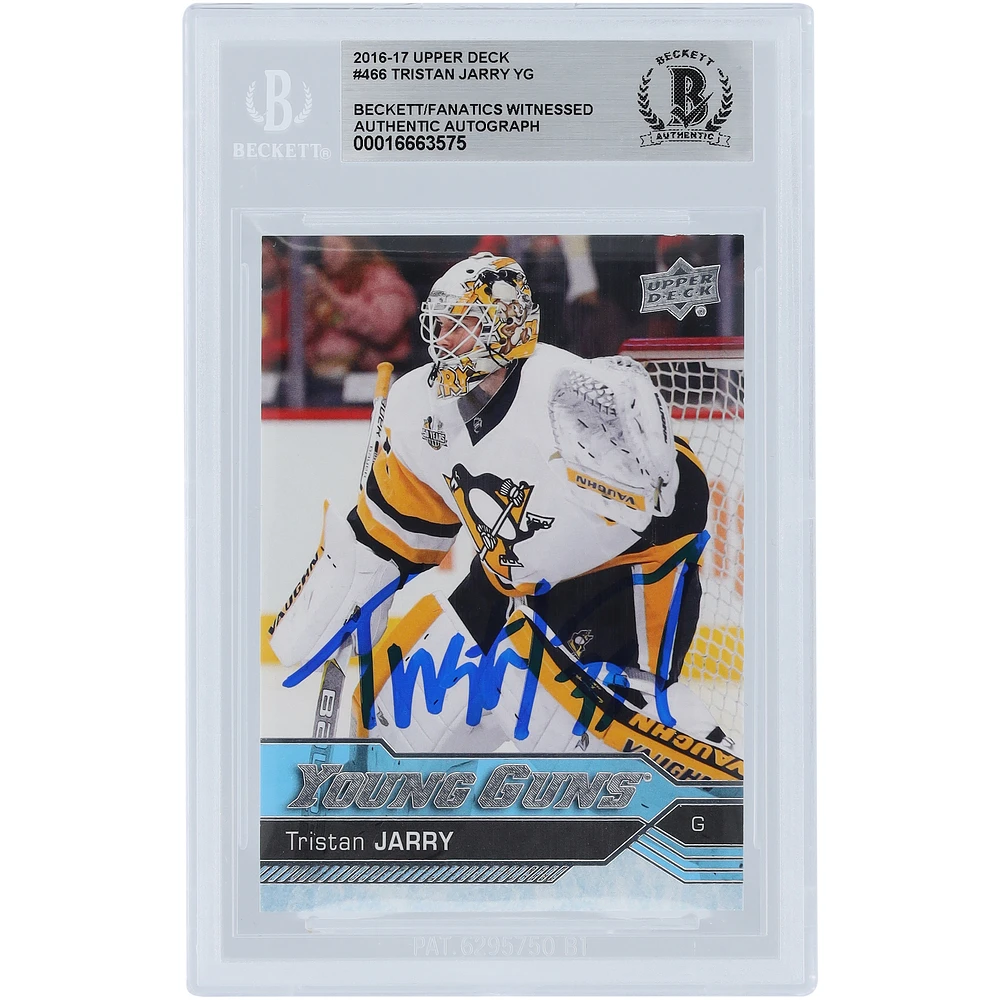Tristan Jarry Pittsburgh Penguins Autographed 2016-17 Upper Deck Series 2 Young Guns #466 Beckett Fanatics Witnessed Authenticated / Rookie Card