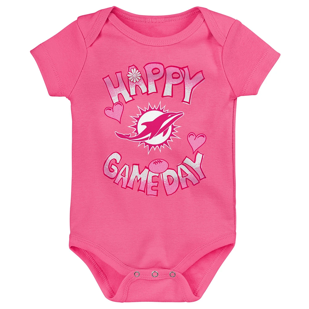 Newborn Pink Miami Dolphins Happy Gameday Bodysuit
