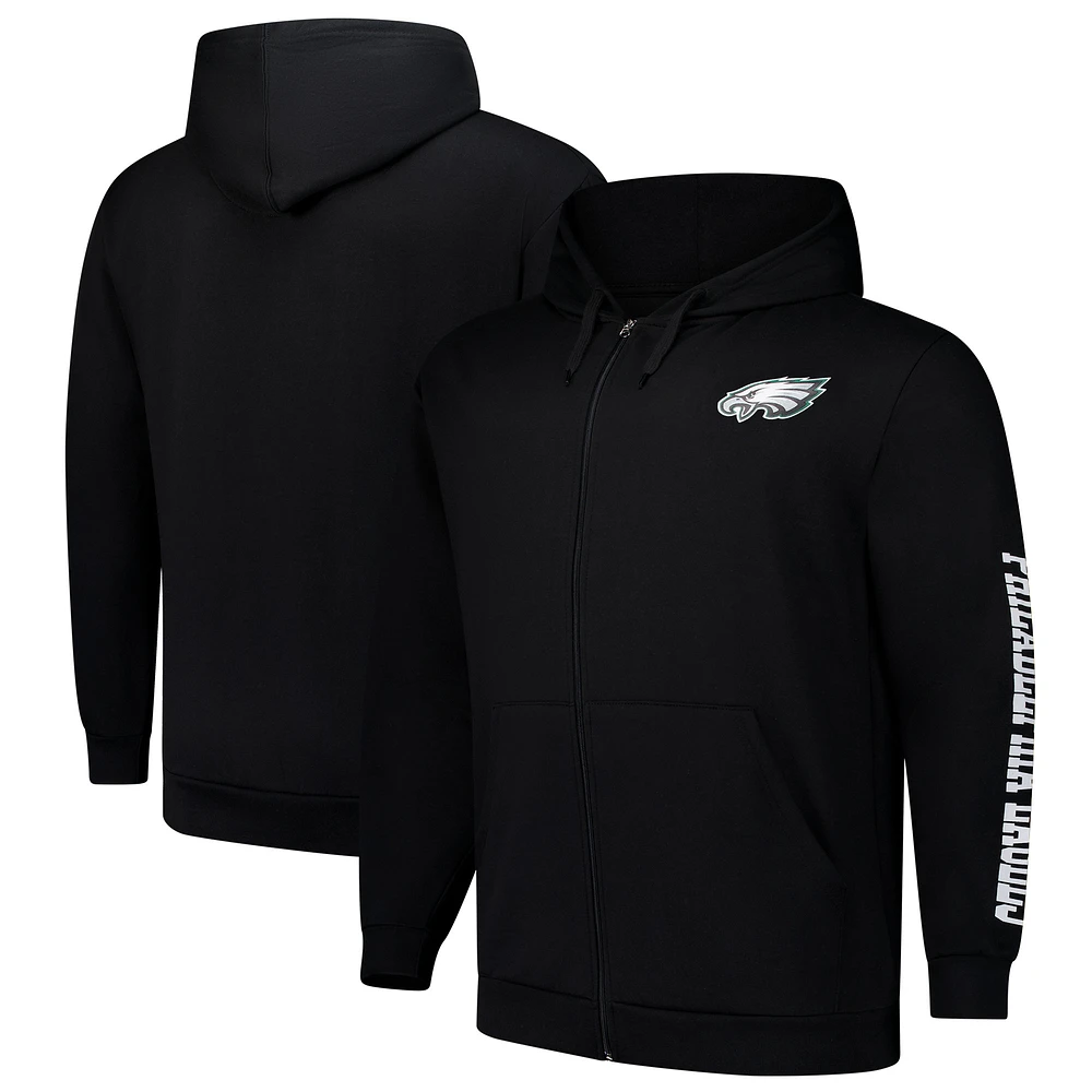 Men's Fanatics Black Philadelphia Eagles Big & Tall Full-Zip Hoodie