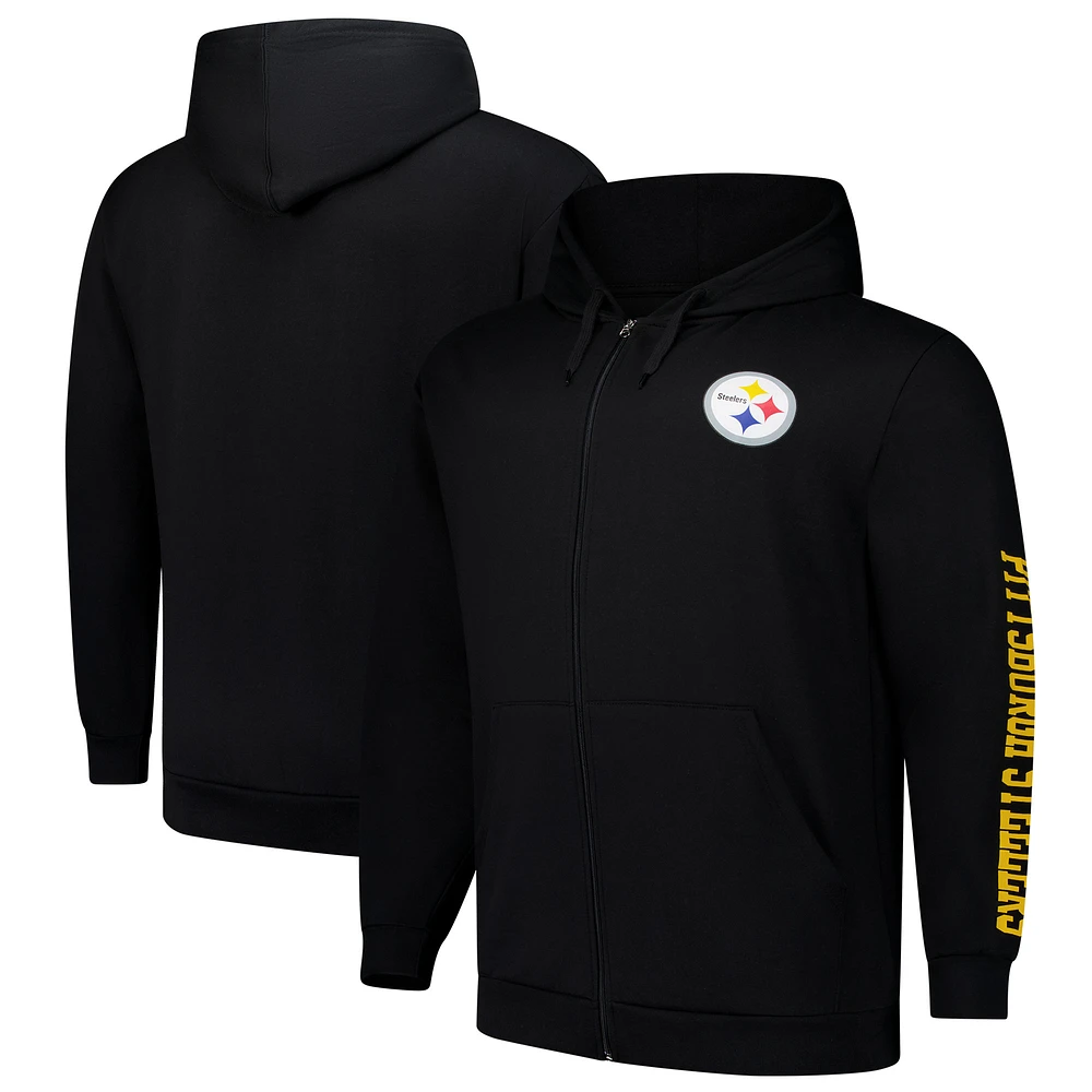 Men's Fanatics Black Pittsburgh Steelers Big & Tall Full-Zip Hoodie