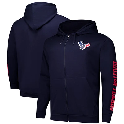 Men's Fanatics Navy Houston Texans Big & Tall Sleeve Hit Full-Zip Hoodie