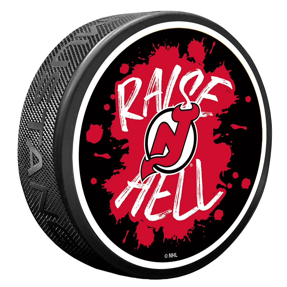 New Jersey Devils Slogan Hockey Puck