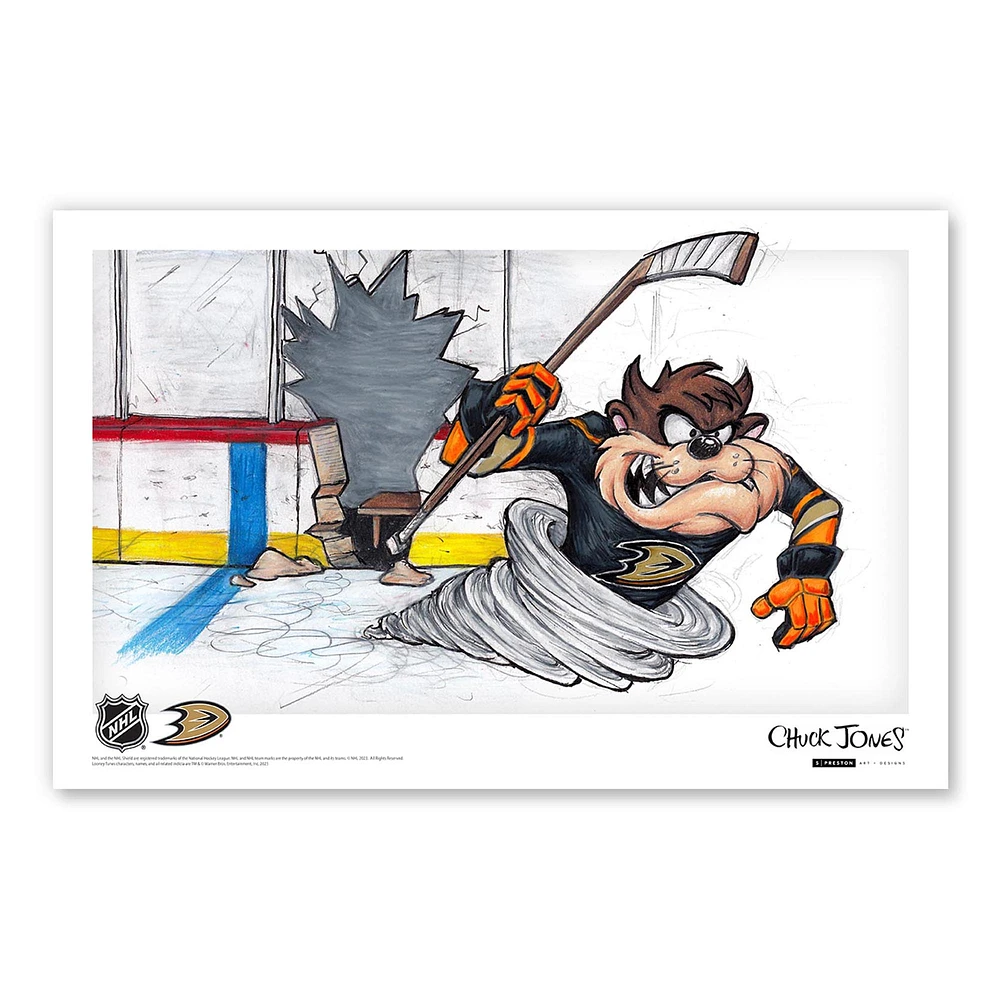 Tasmanian Devil Anaheim Ducks 11" x 17" Looney Tunes Poster Print