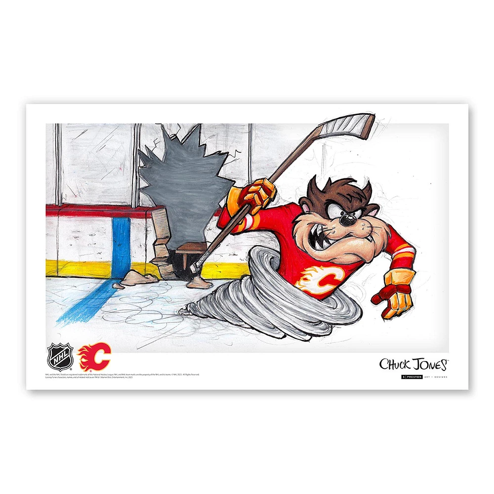 Tasmanian Devil Calgary Flames 11" x 17" Looney Tunes Poster Print