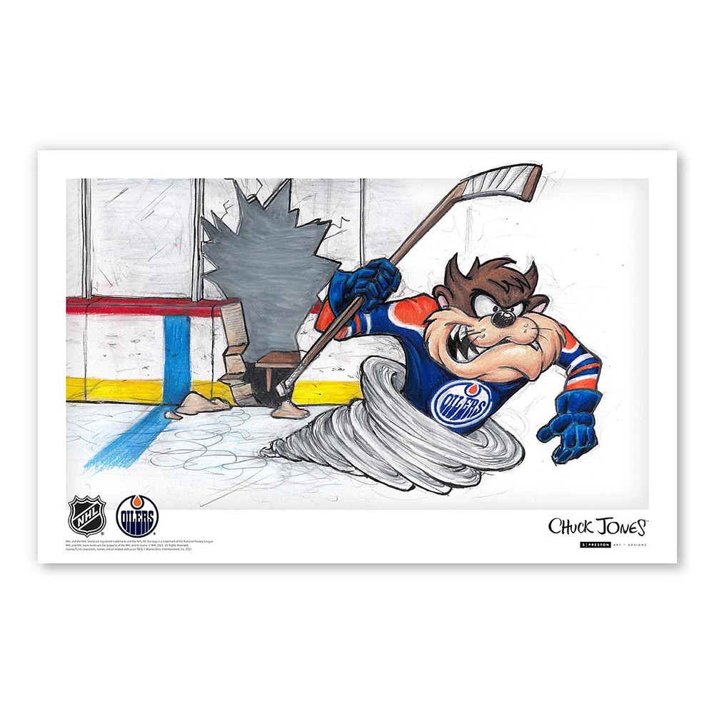 Tasmanian Devil Edmonton Oilers 11" x 17" Looney Tunes Poster Print
