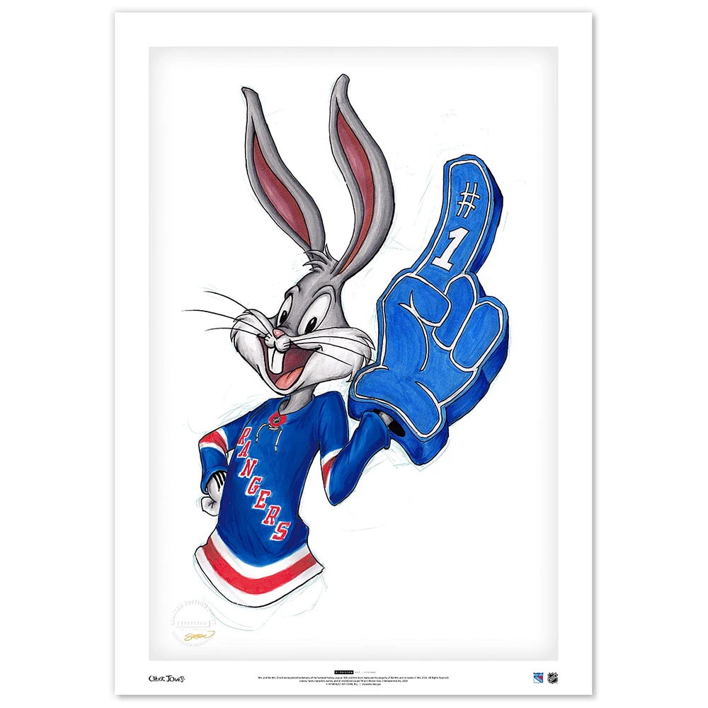 Bugs Bunny New York Rangers 14" x 20" Looney Tunes Fine Art Print - Limited Edition