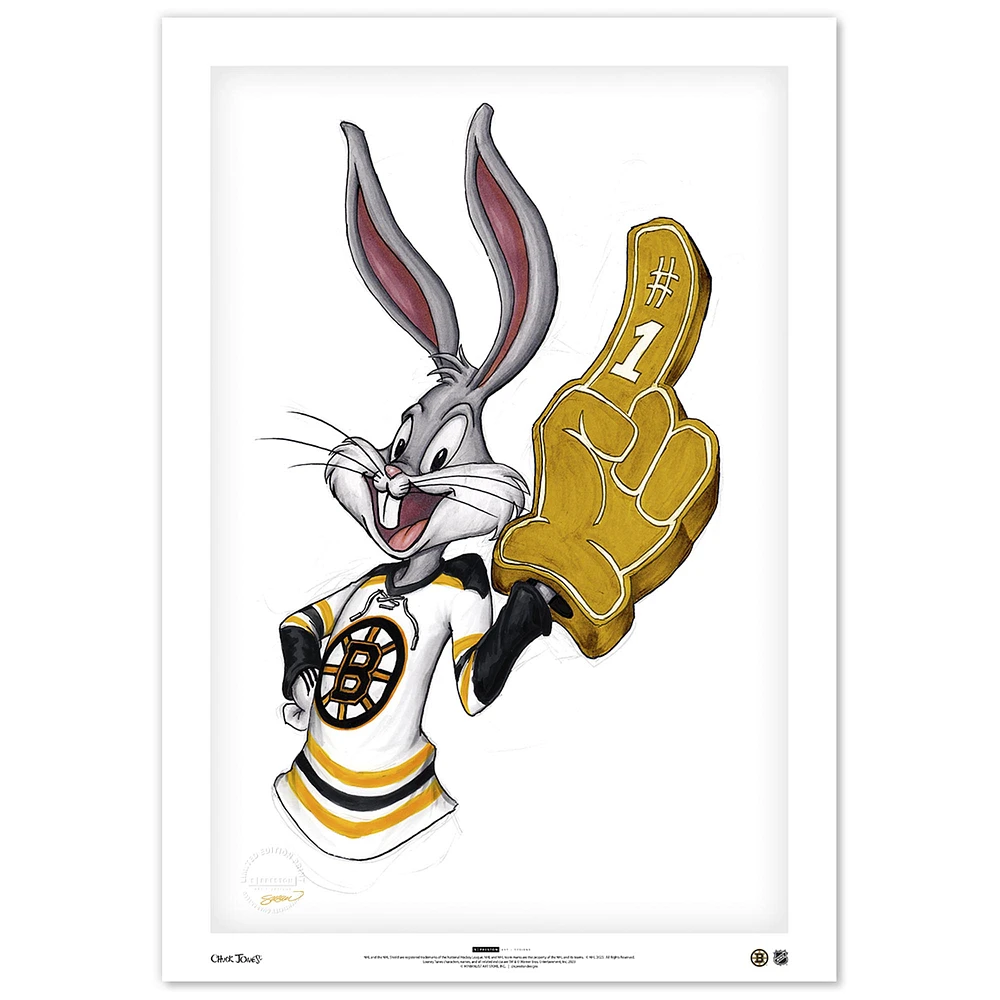 Bugs Bunny Boston Bruins 14" x 20" Looney Tunes Fine Art Print - Limited Edition