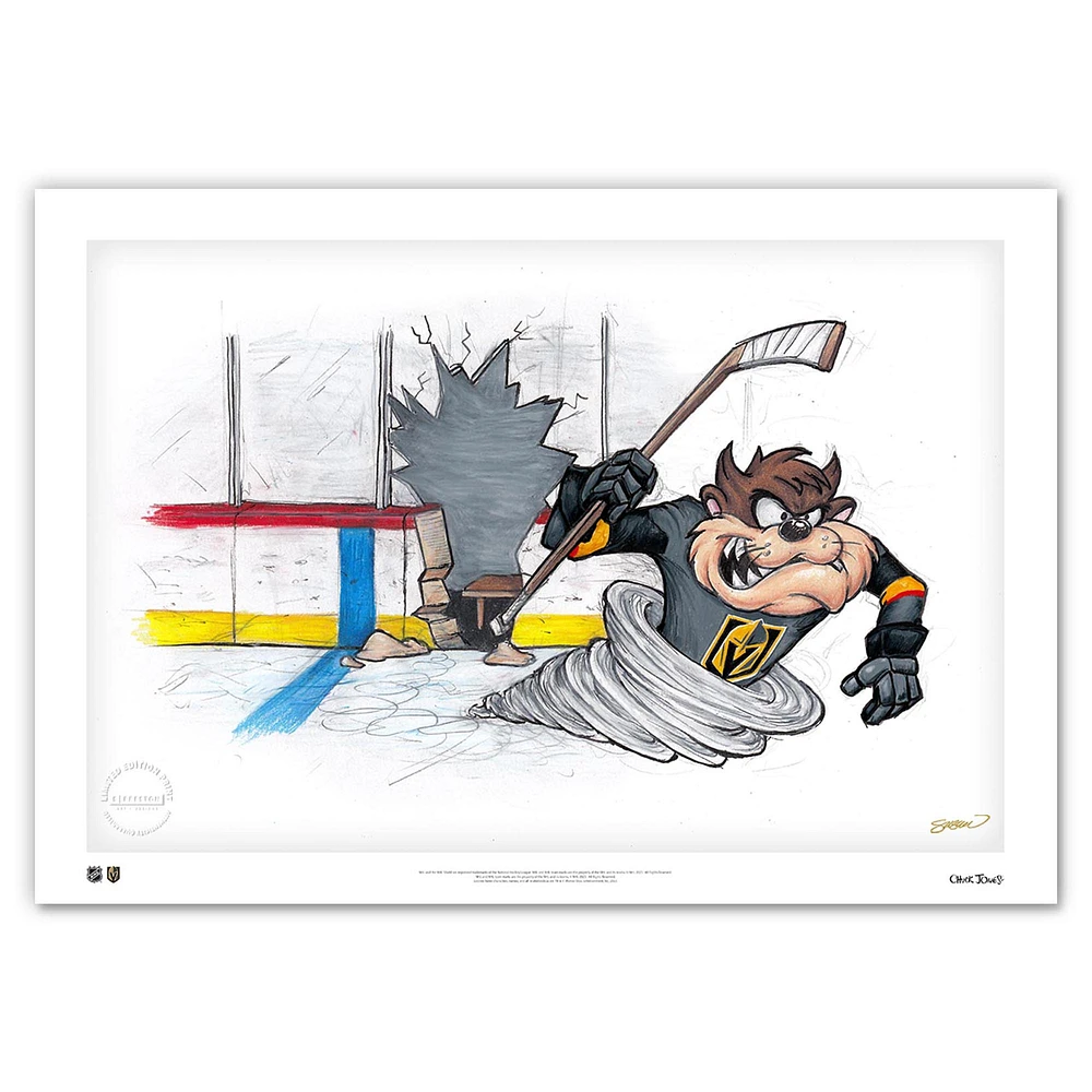 Tasmanian Devil Vegas Golden Knights 14" x 20" Looney Tunes Fine Art Print - Limited Edition