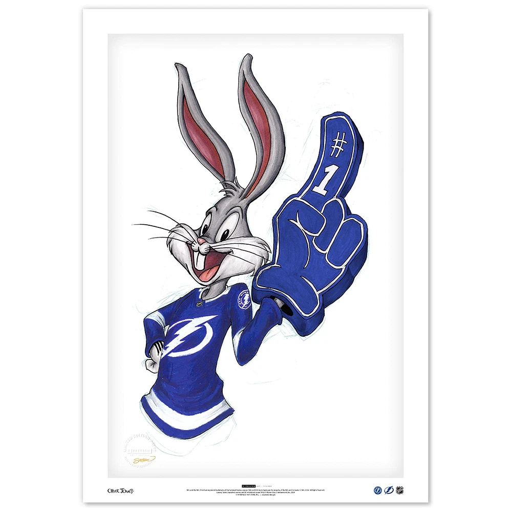 Bugs Bunny Tampa Bay Lightning 14" x 20" Looney Tunes Fine Art Print - Limited Edition