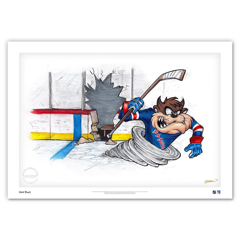 Tasmanian Devil New York Rangers 14" x 20" Looney Tunes Fine Art Print - Limited Edition