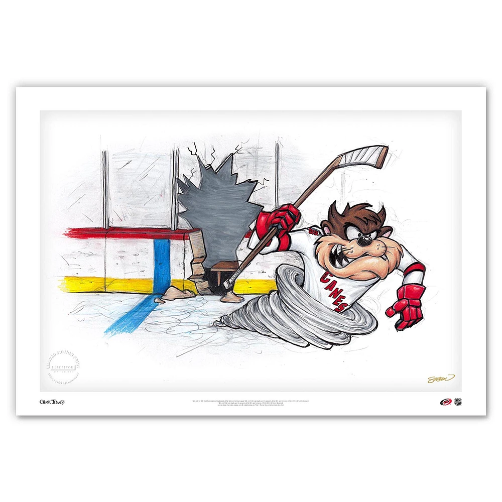 Tasmanian Devil Carolina Hurricanes 24" x 36" Looney Tunes Fine Art Print - Limited Edition