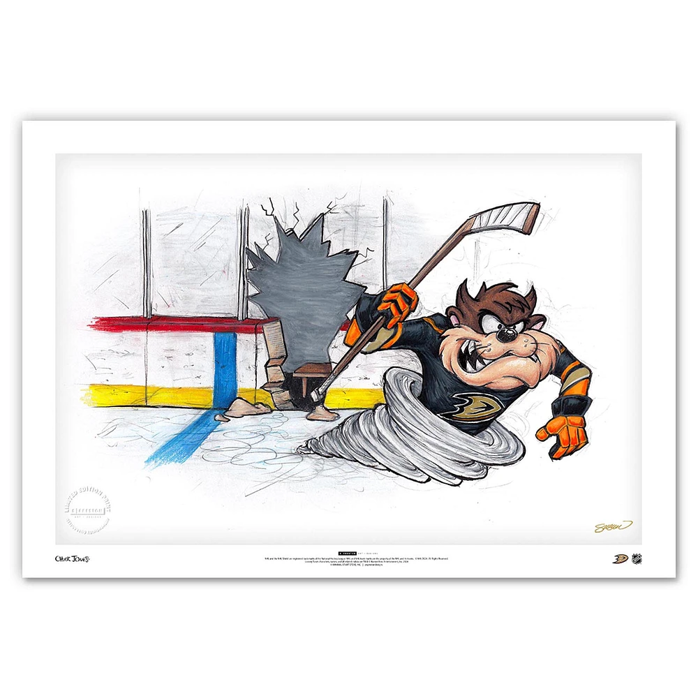 Tasmanian Devil Anaheim Ducks 24" x 36" Looney Tunes Fine Art Print - Limited Edition