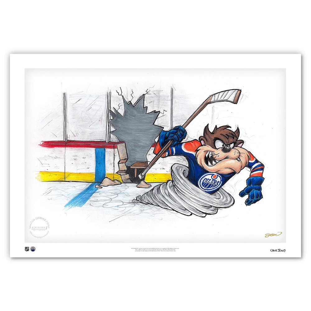 Tasmanian Devil Edmonton Oilers 24" x 36" Looney Tunes Fine Art Print - Limited Edition